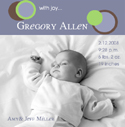 Digital Photo Birth Announcements by Take Note Designs - 5X5 square Photo boy mod cardstock (TND-Q1040)