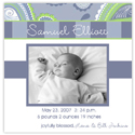 Digital Photo Birth Announcements by Take Note Designs - 5X5 square Photo boy paisely band cardstock (TND-Q1043)