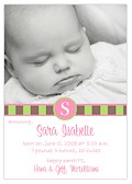 Digital Photo Birth Announcements by Take Note Designs - 5X7 Photo Border Stripes Girl Monogram Cardstock (TND-Q1073)