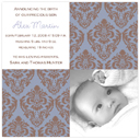 Digital Photo Birth Announcements by Take Note Designs - 5X5 Photo Boy Damask Block Cardstock (TND-Q1091)
