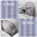 Digital Photo Birth Announcements by Take Note Designs - 5X5 Photo Boy Block Twins Cardstock (TND-Q1100)