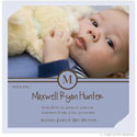 Take Note Designs Digital Photo Birth Announcements - Blue and Brown Stripe Monogram (TND-U0443)