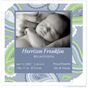 Take Note Designs Digital Photo Birth Announcements - Blue Paisely Square Center (TND-U0464)