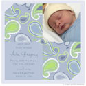 Take Note Designs Digital Photo Birth Announcements - Blue Paisely Block (TND-U0467)