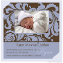 Take Note Designs Digital Photo Birth Announcements - Blue and Brown Damask (TND-U0468)