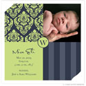 Take Note Designs Digital Photo Birth Announcements - Blue and Green Damask Block (TND-U0478)