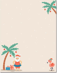 Tropical Santa Imprintable Blank Stock Holiday Letterhead by Masterpiece Studios