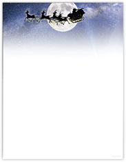 Moonlight Santa Imprintable Blank Stock Holiday Letterhead by Masterpiece Studios