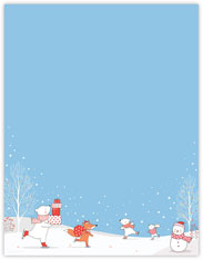 Skating Friends Imprintable Blank Stock Holiday Letterhead by Masterpiece Studios