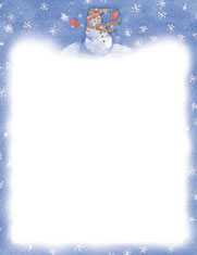 Masterpiece Studios Imprintable Blank Stock - Snowman W/Snowflakes Letterhead  (967129)