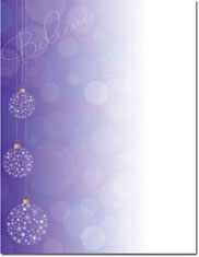 Imprintable Blank Stock - Believe Ornaments Holiday Letterhead by Masterpiece Studios