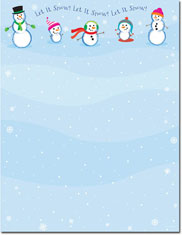 Imprintable Blank Stock - Let It Snowmen Holiday Letterhead by Masterpiece Studios