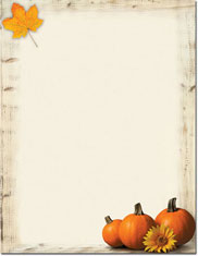 Imprintable Blank Stock - Pumpkin Sunflower Holiday Letterhead by Masterpiece Studios
