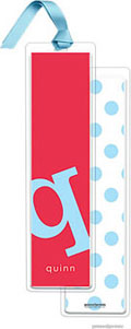 PicMe Prints - Personalized Bookmarks (Alphabet Tall - Sky on Cherry with Ribbon)
