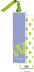 PicMe Prints - Personalized Bookmarks (Alphabet Tall - Chartreuse on Periwinkle with Ribbon)
