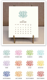 Stacy Claire Boyd - Monogrammed 2012 Desk Calendar & Easel (CCS123)