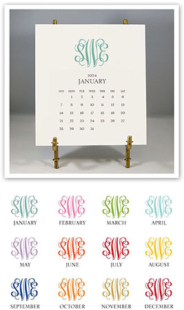 Stacy Claire Boyd - Monogrammed Desk Calendar & Easel 2024