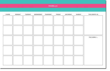 Whitney English Chore Charts - Rugby Pink & Teal (WChore16)