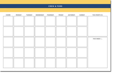 Whitney English Chore Charts - Rugby Navy & Yellow (WChore21)