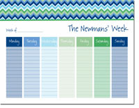 iDesign Weekly Calendar Pads - Chevron Blue (ID_WEEKLYPAD_14_BLUE)