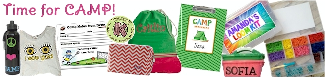 Personalized Items for Camp: Stationery, Address Labels, Clothing and Accessory Labels, Laundry Bags, Pillowcases, Gifts and more!