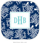 Personalized Hardbacked Coasters by Boatman Geller (Coral Repeat Navy)