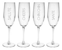 Glass Drinking Flutes - Salute - Cheers - Chin Chin - Sante