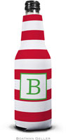 Personalized Bottle Koozies by Boatman Geller (Awning Stripe Red)