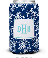Personalized Can Koozies by Boatman Geller (Coral Repeat Navy)