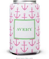 Personalized Can Koozies by Boatman Geller (Anchors Pink)