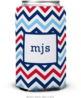 Personalized Can Koozies by Boatman Geller (Chevron Blue & Red)