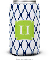 Personalized Can Koozies by Boatman Geller (Bamboo Navy & Green Preset)