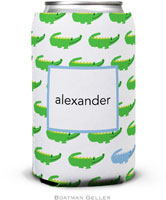 Personalized Can Koozies by Boatman Geller (Alligator Repeat Blue)
