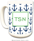 Boatman Geller - Personalized Coffee Mugs (Anchors Navy)