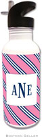 Personalized Water Bottles by Boatman Geller (Repp Tie Pink & Navy)