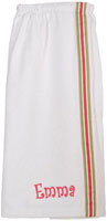 Adult Bath Wraps - White with Pink-Green Stripe (W12)