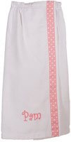 Adult Bath Wraps - White with Pink Polka Dot Stripe (W12)