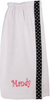 Adult Bath Wraps - White with Black Polka Dot Stripe (W12)
