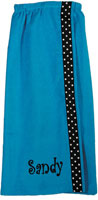 Adult Bath Wraps - Aqua with Black Polka Dot Stripe (W16)