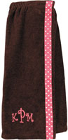 Adult Bath Wraps - Brown with Pink Polka Dot Stripe (W17)