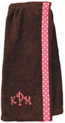 Youth Bath Wraps - Brown with Pink Polka Dot Stripe (W51)