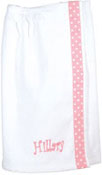 Youth Bath Wraps - White with Pink Polka Dot Stripe (W51)