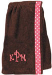 Toddler Bath Wraps - Brown with Pink Polka Dot Stripe (W59)