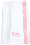 Toddler Bath Wraps - White with Pink Polka Dot Stripe (W59)