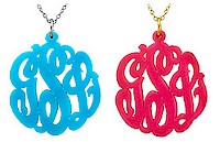 Acrylic Cut-Out Monogram Necklace - Script (Pendant Style)