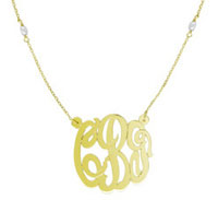 Gold Vermeil Cutout Script With Pearl Necklace