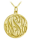 Gold Vermeil Hand Engraved Script Pendant Necklace