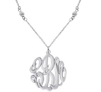 Sterling Silver Cutout Script With Pearl Necklace