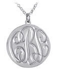 Sterling Silver Hand Engraved Script Pendant Necklace