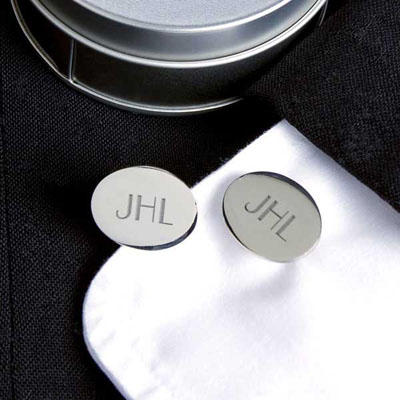 Personalized Gifts - Silver Oval Cuff Links (1102S)